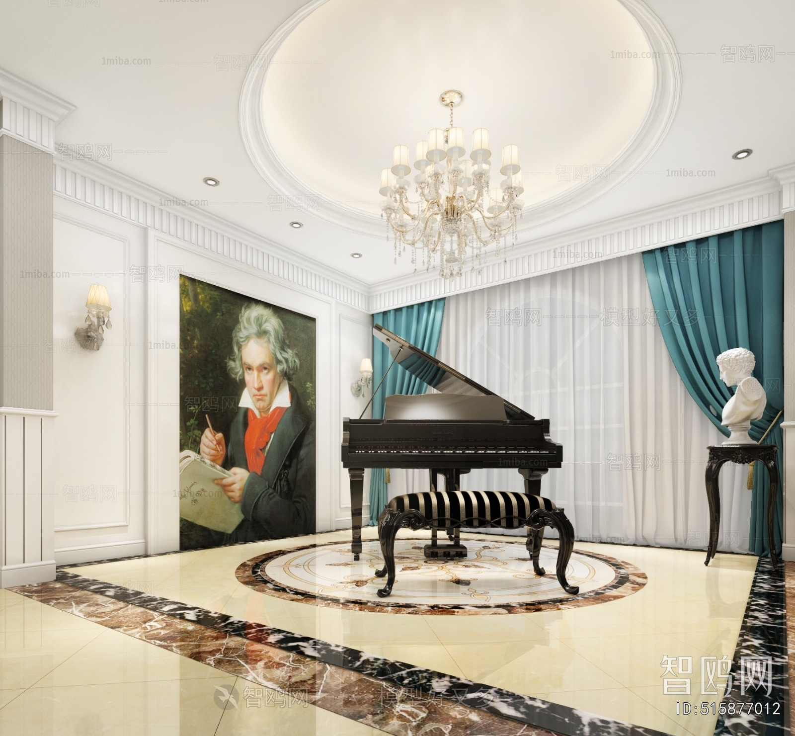 Simple European Style Piano Room