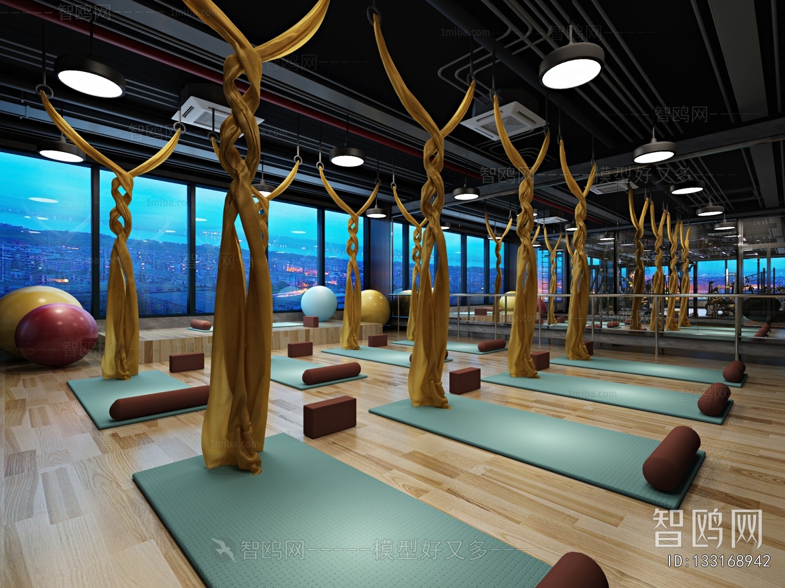 Industrial Style Yoga Room