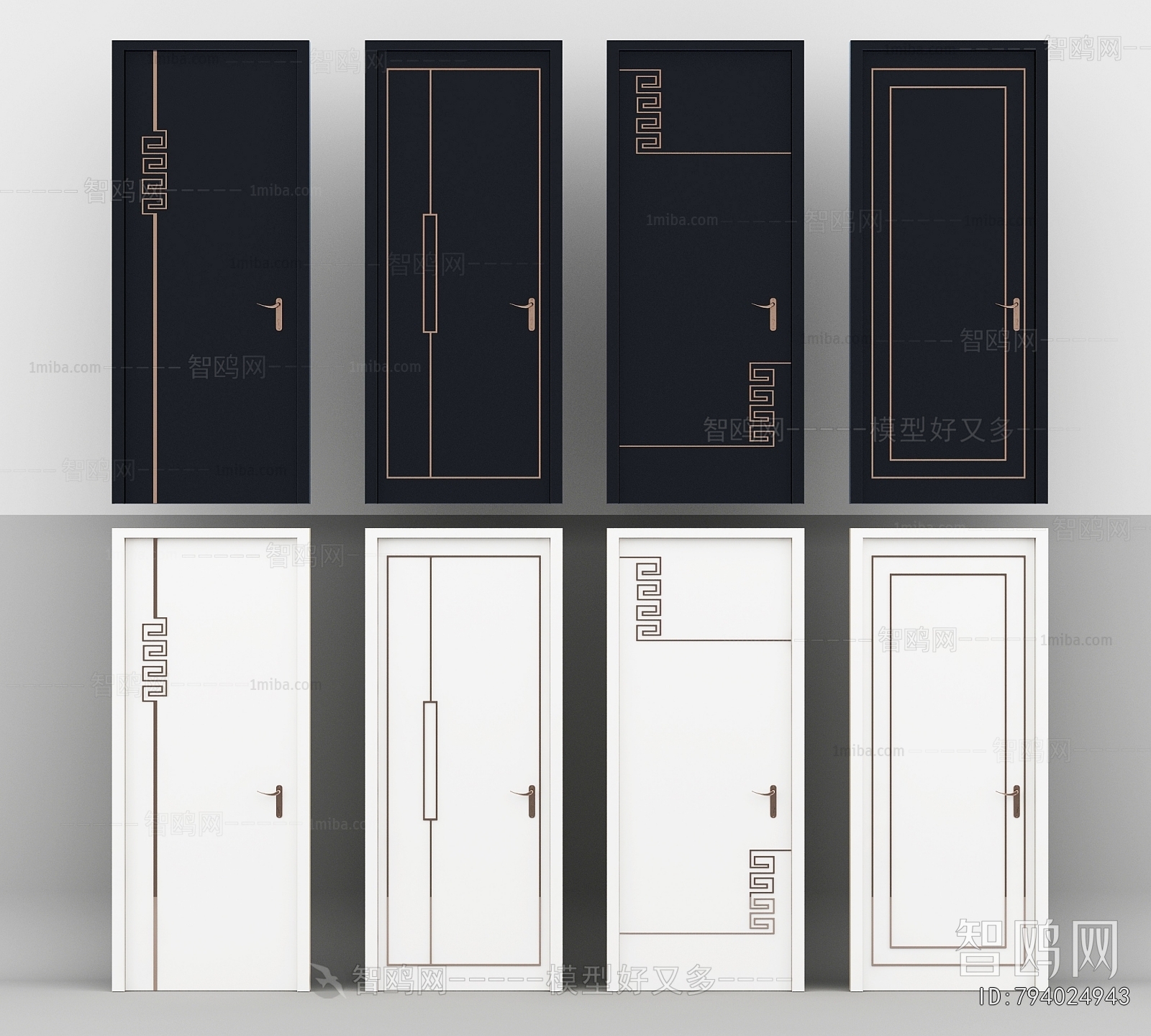 New Chinese Style Solid Wood Door