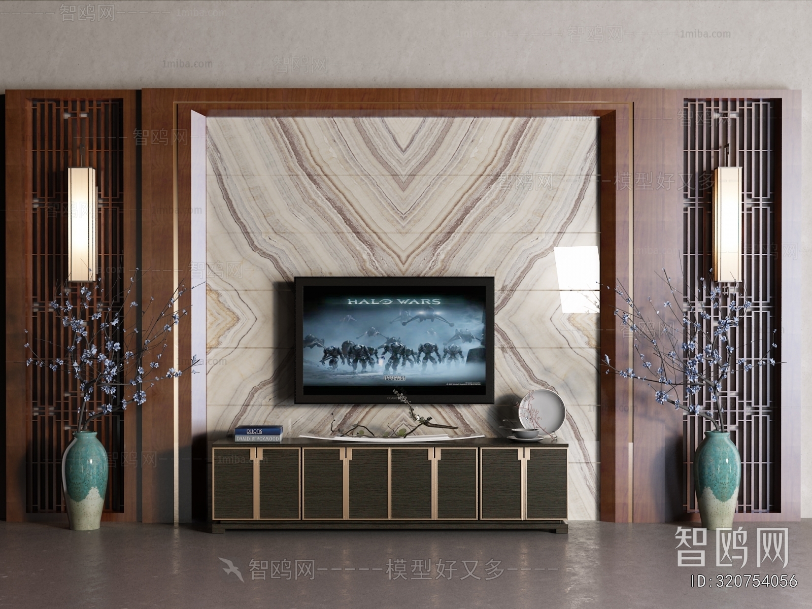 New Chinese Style TV Wall