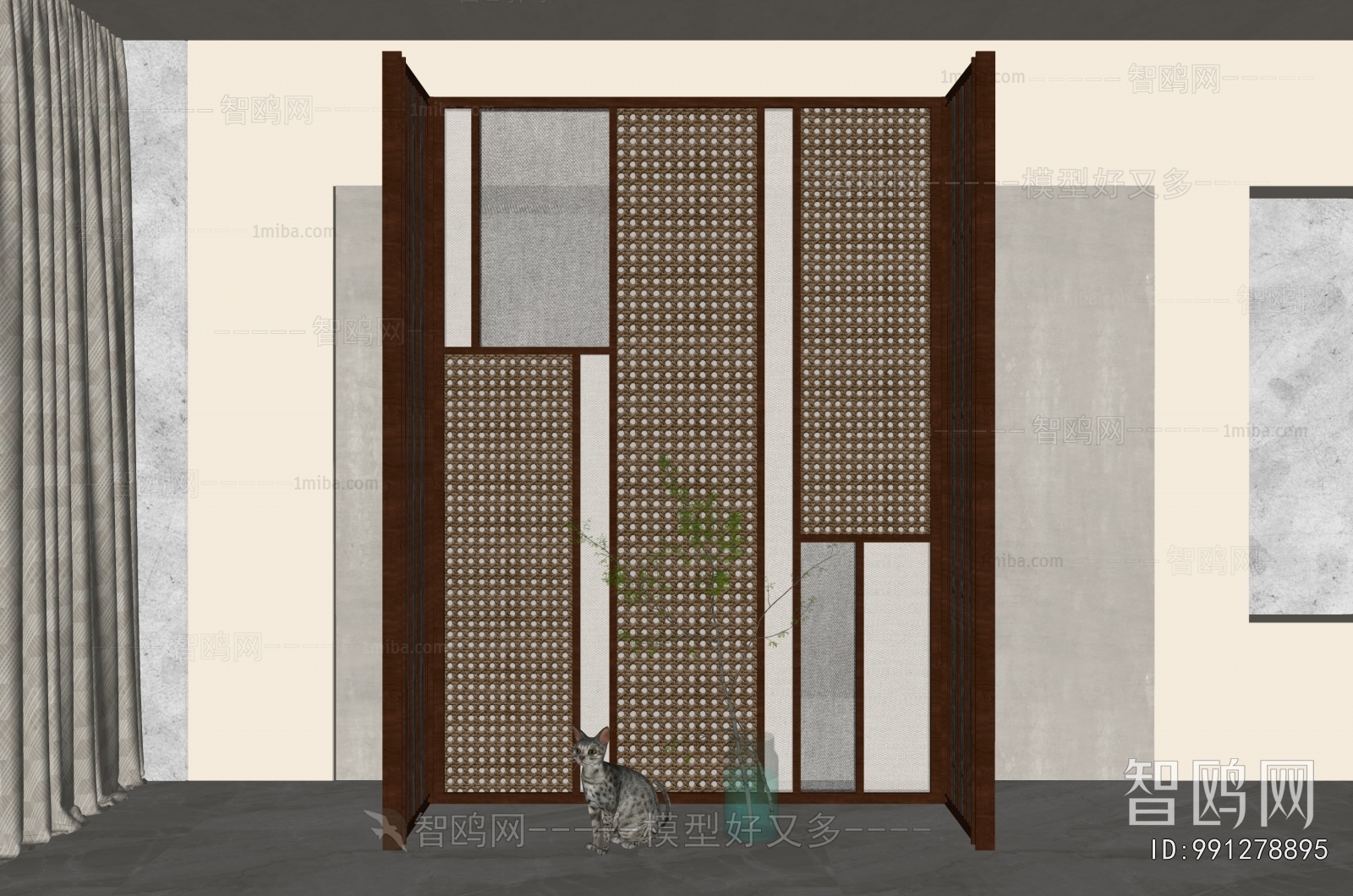 New Chinese Style Wooden Screen Partition