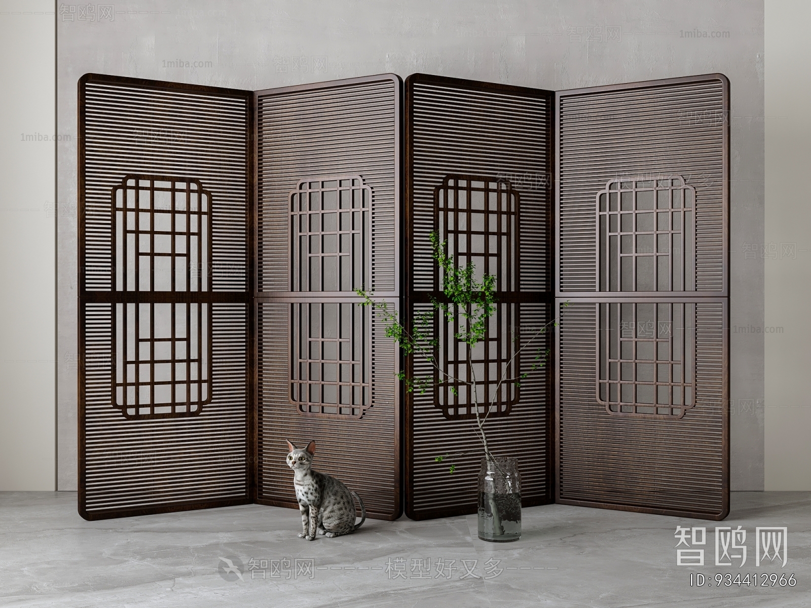 New Chinese Style Wooden Screen Partition