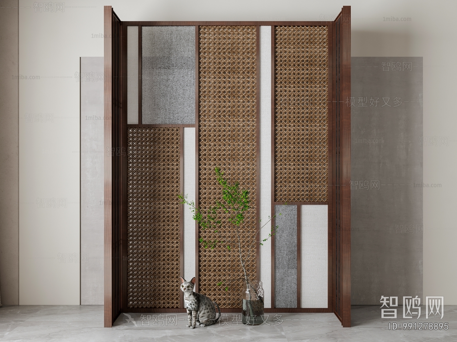 New Chinese Style Wooden Screen Partition