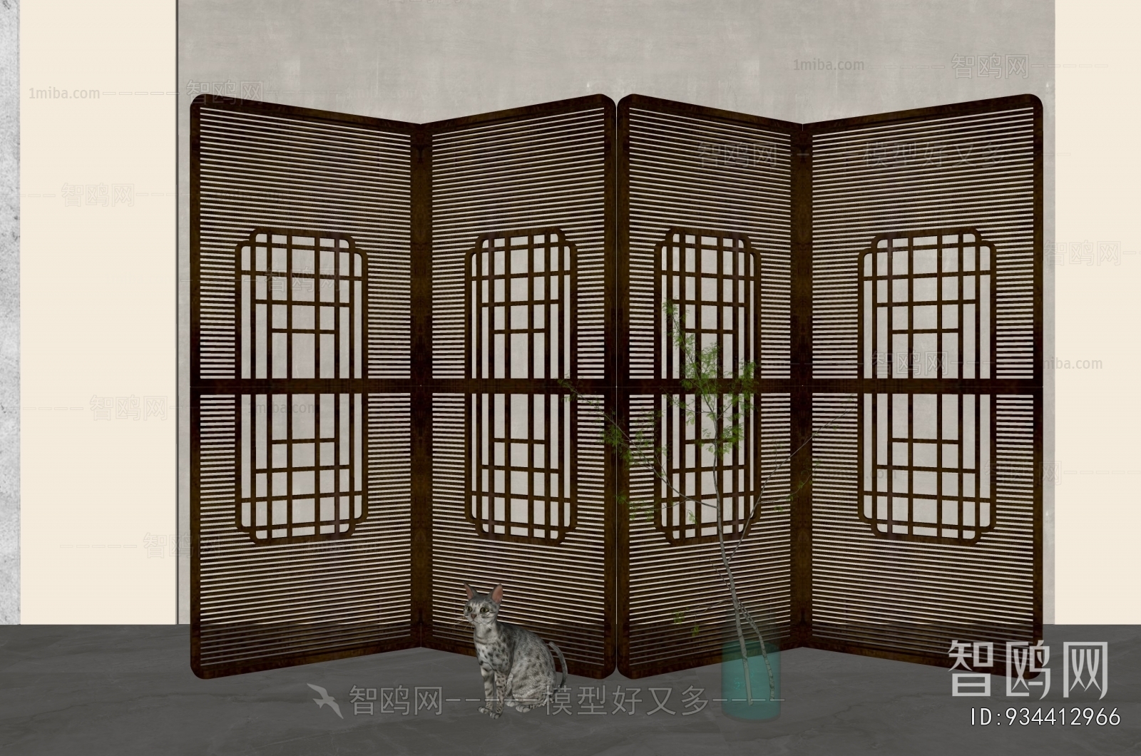 New Chinese Style Wooden Screen Partition