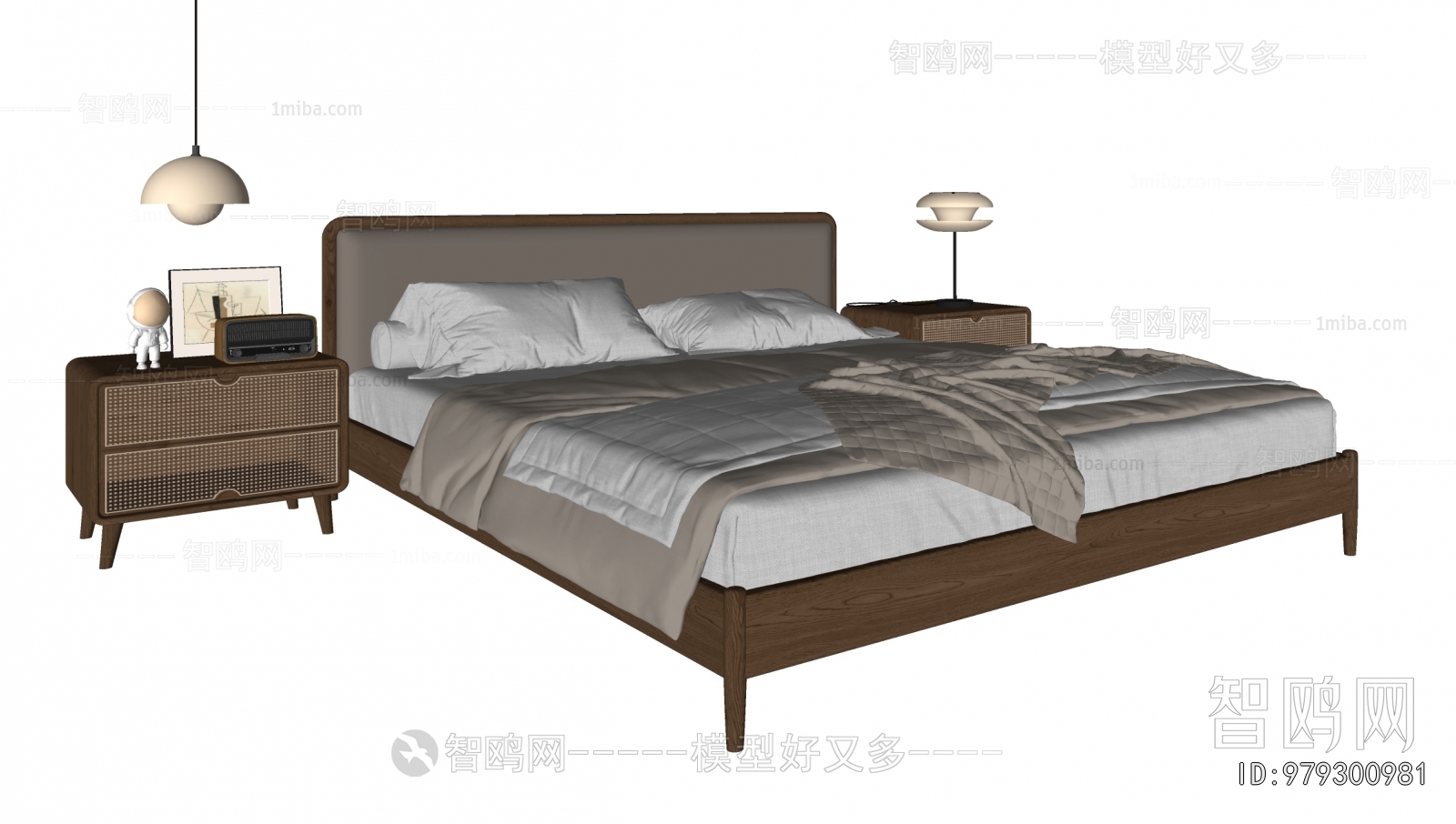 Wabi-sabi Style Double Bed