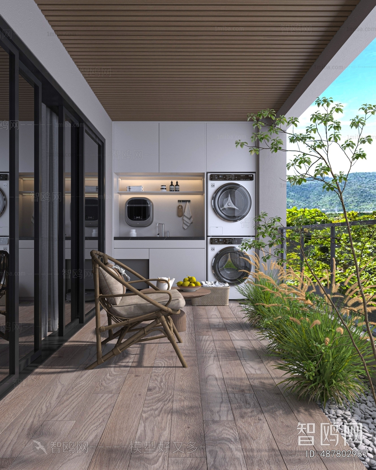 Modern Balcony Laundry Room