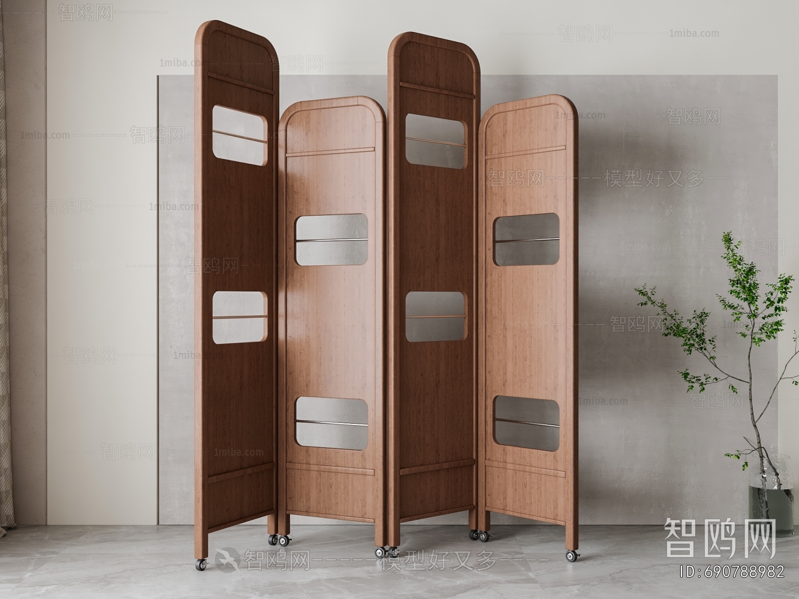 Nordic Style Wooden Screen Partition