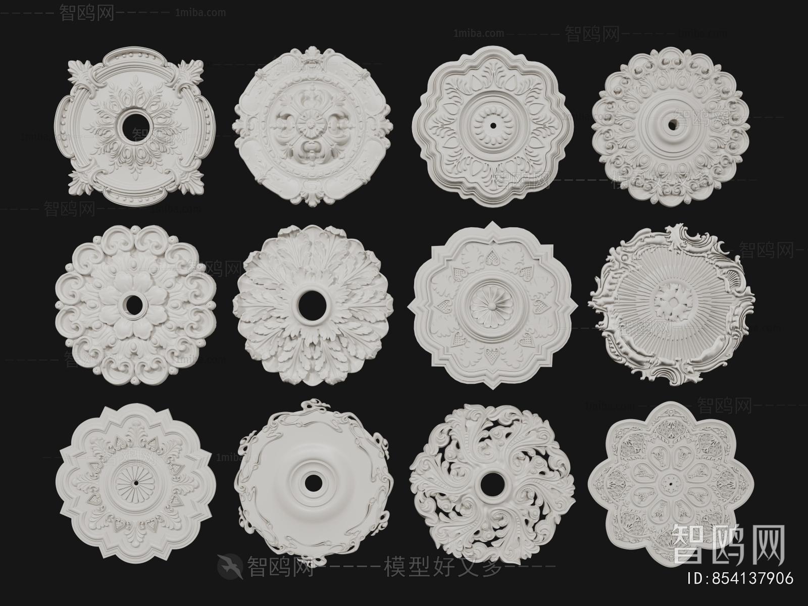 European Style Plaster Carved Top Plate