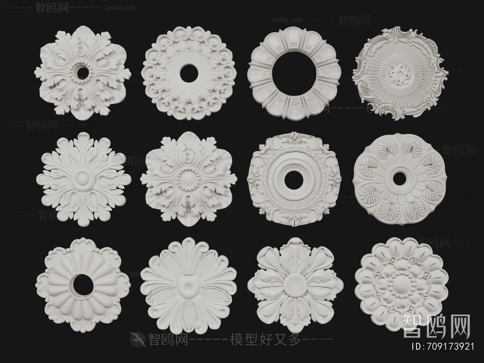 European Style Plaster Carved Top Plate