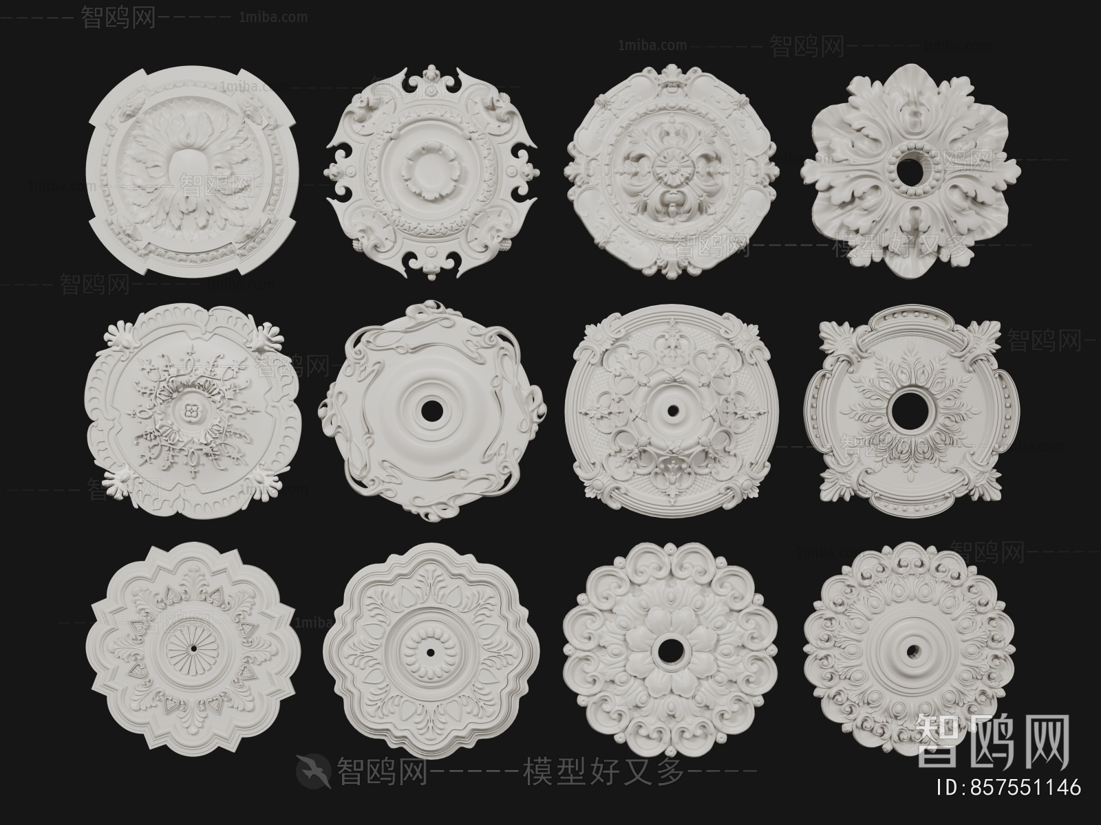 European Style Plaster Carved Top Plate