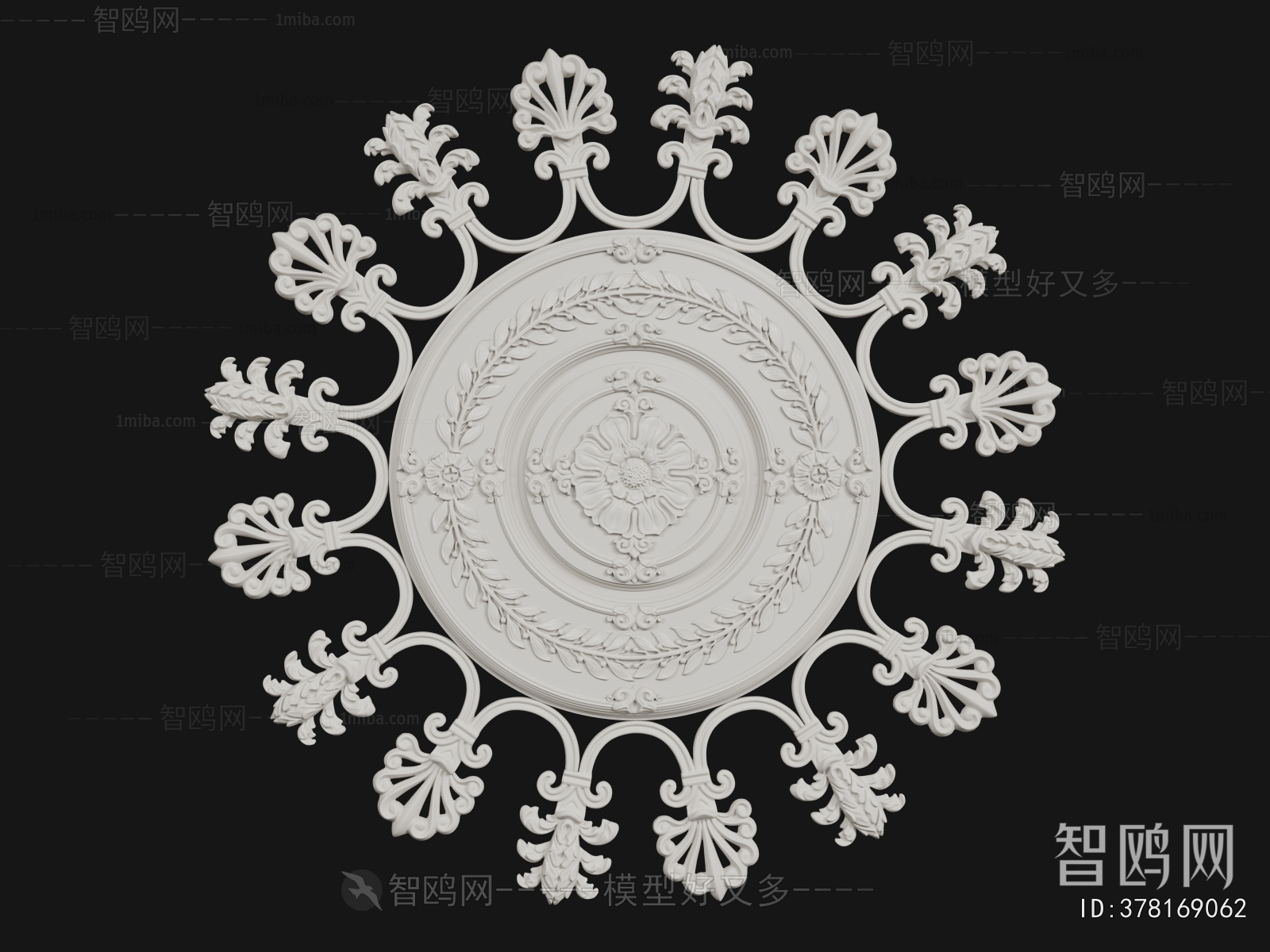 European Style Plaster Carved Top Plate