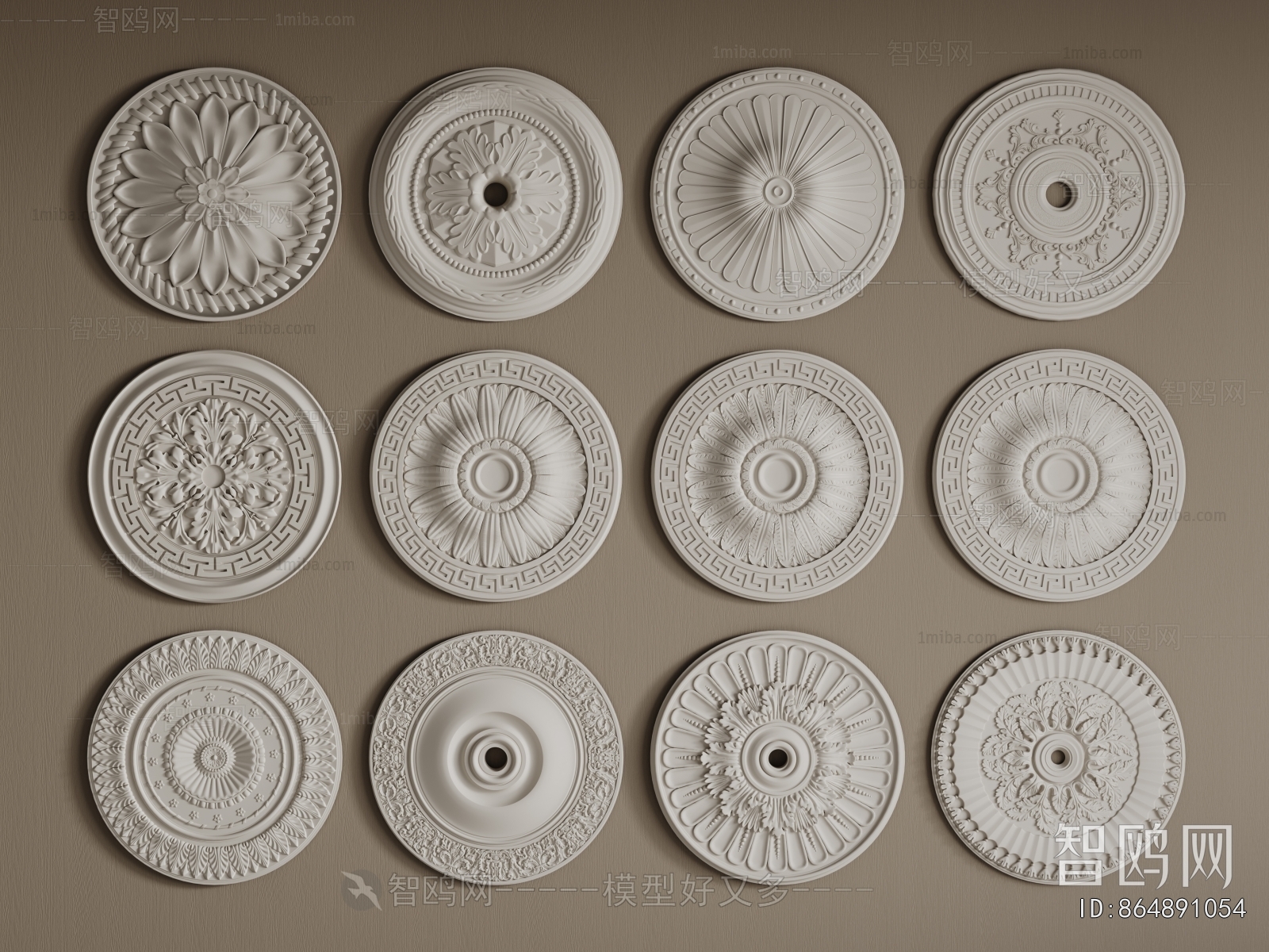 European Style Plaster Carved Top Plate