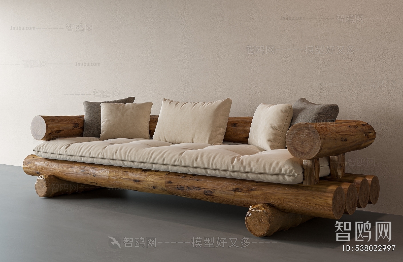 Wabi-sabi Style Three-seat Sofa