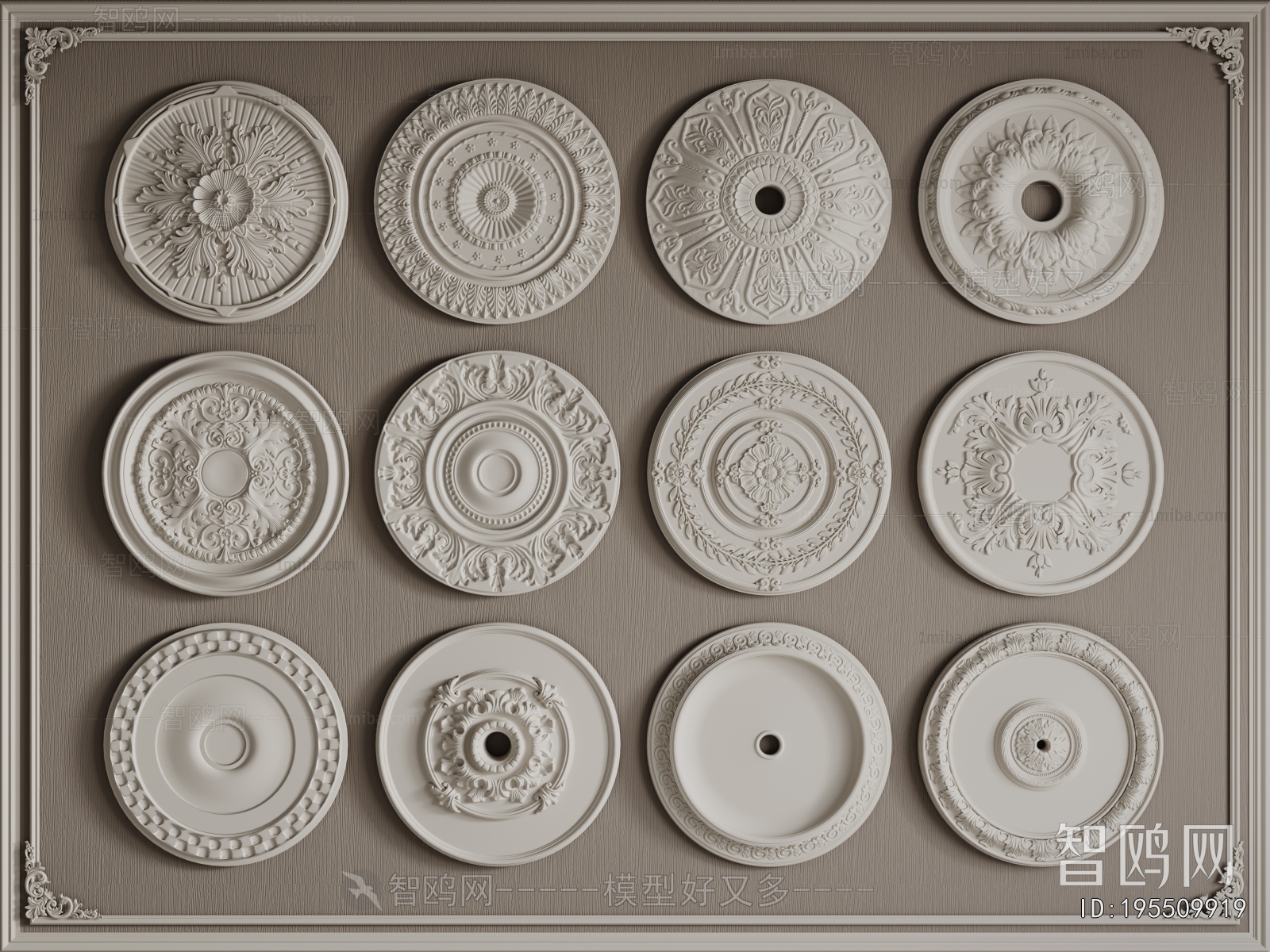 European Style Plaster Carved Top Plate