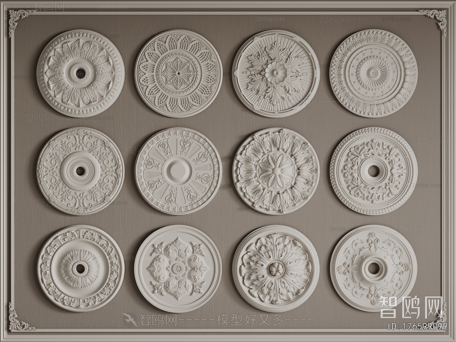 European Style Plaster Carved Top Plate