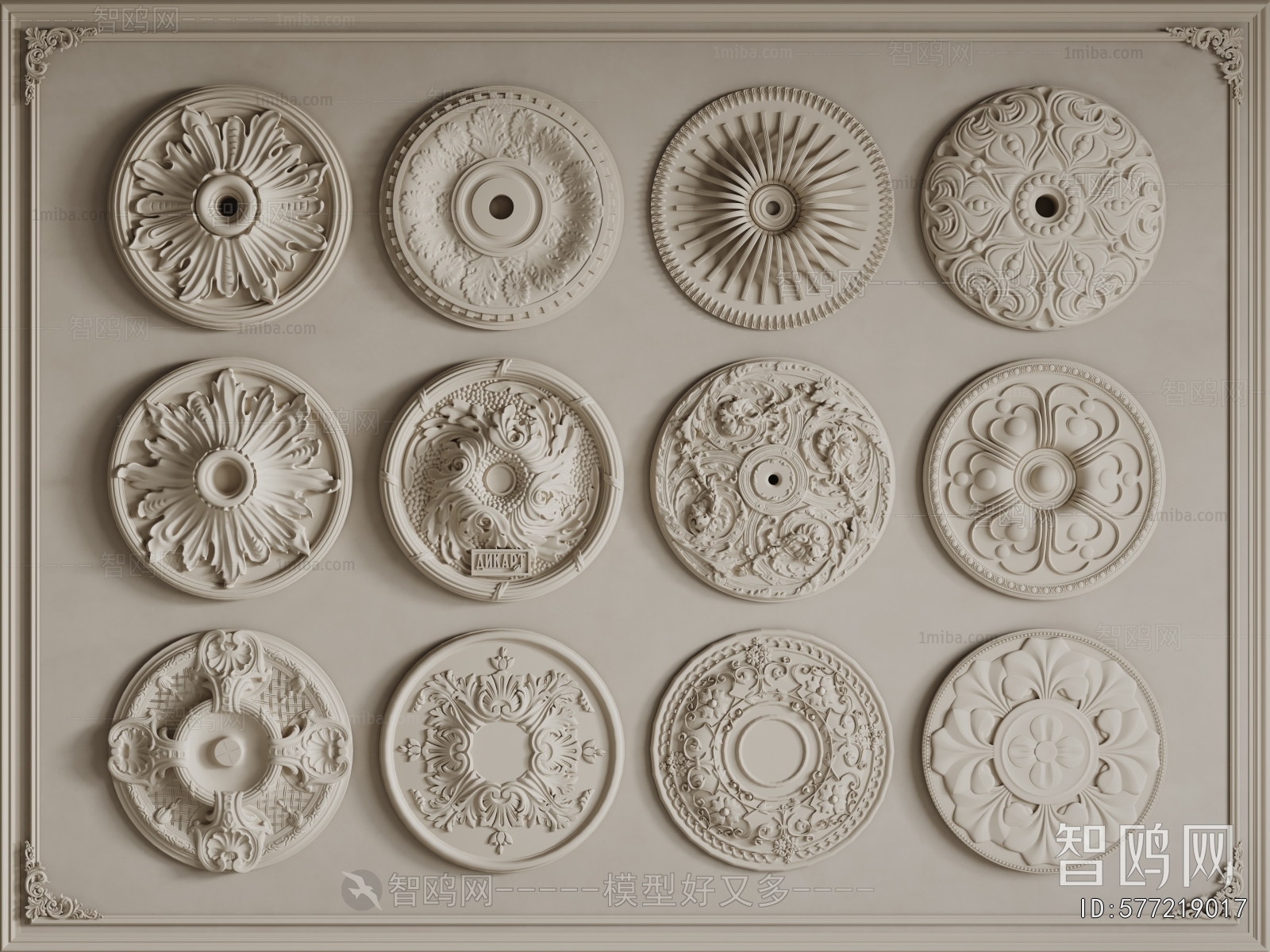 European Style Plaster Carved Top Plate