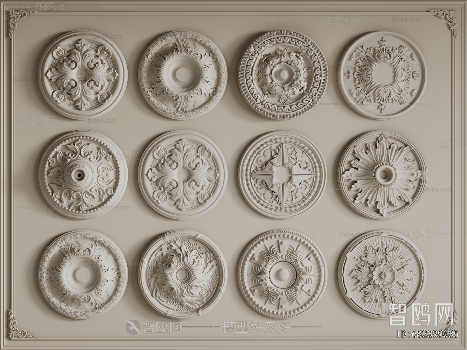 European Style Plaster Carved Top Plate