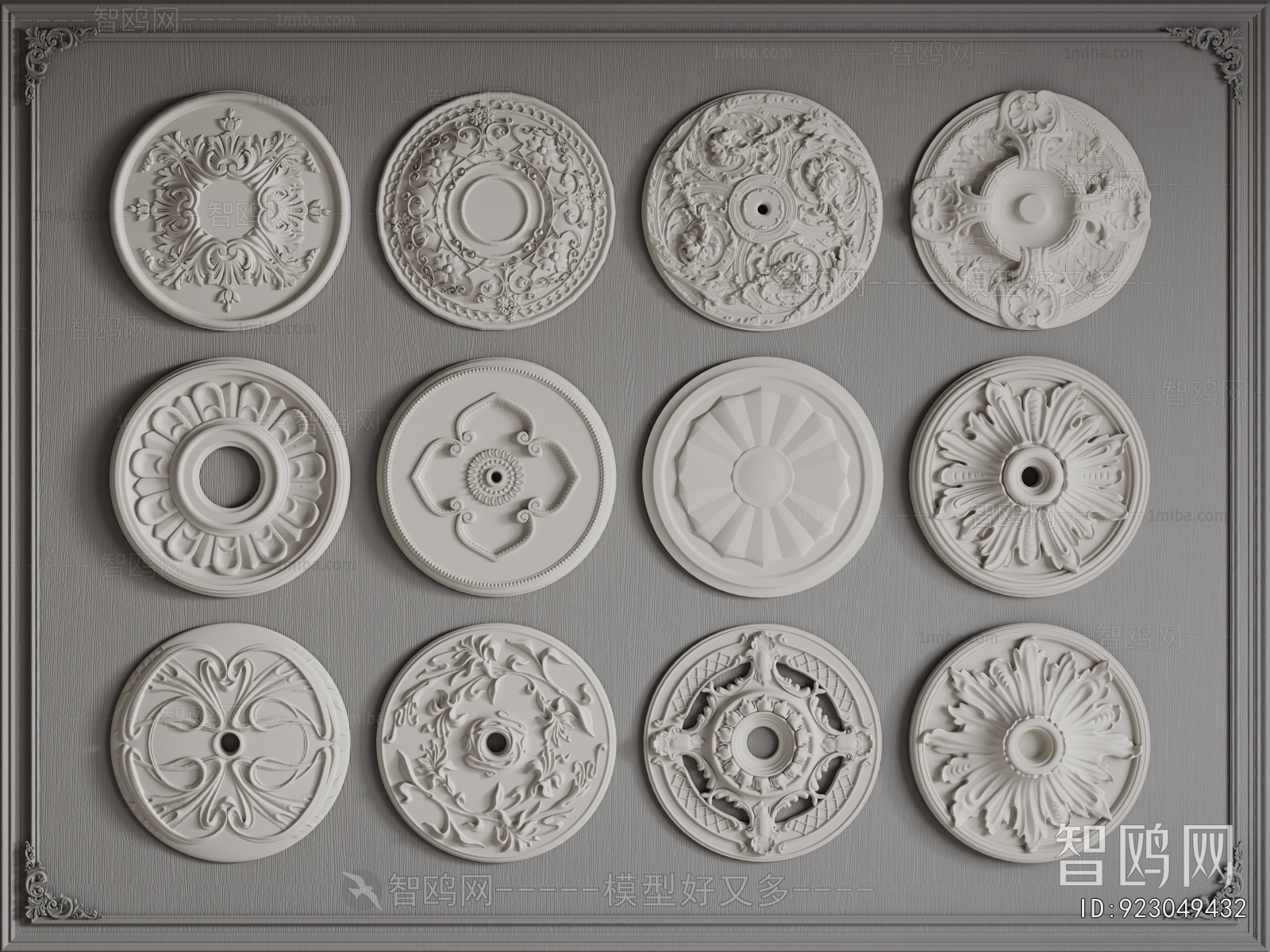 European Style Plaster Carved Top Plate