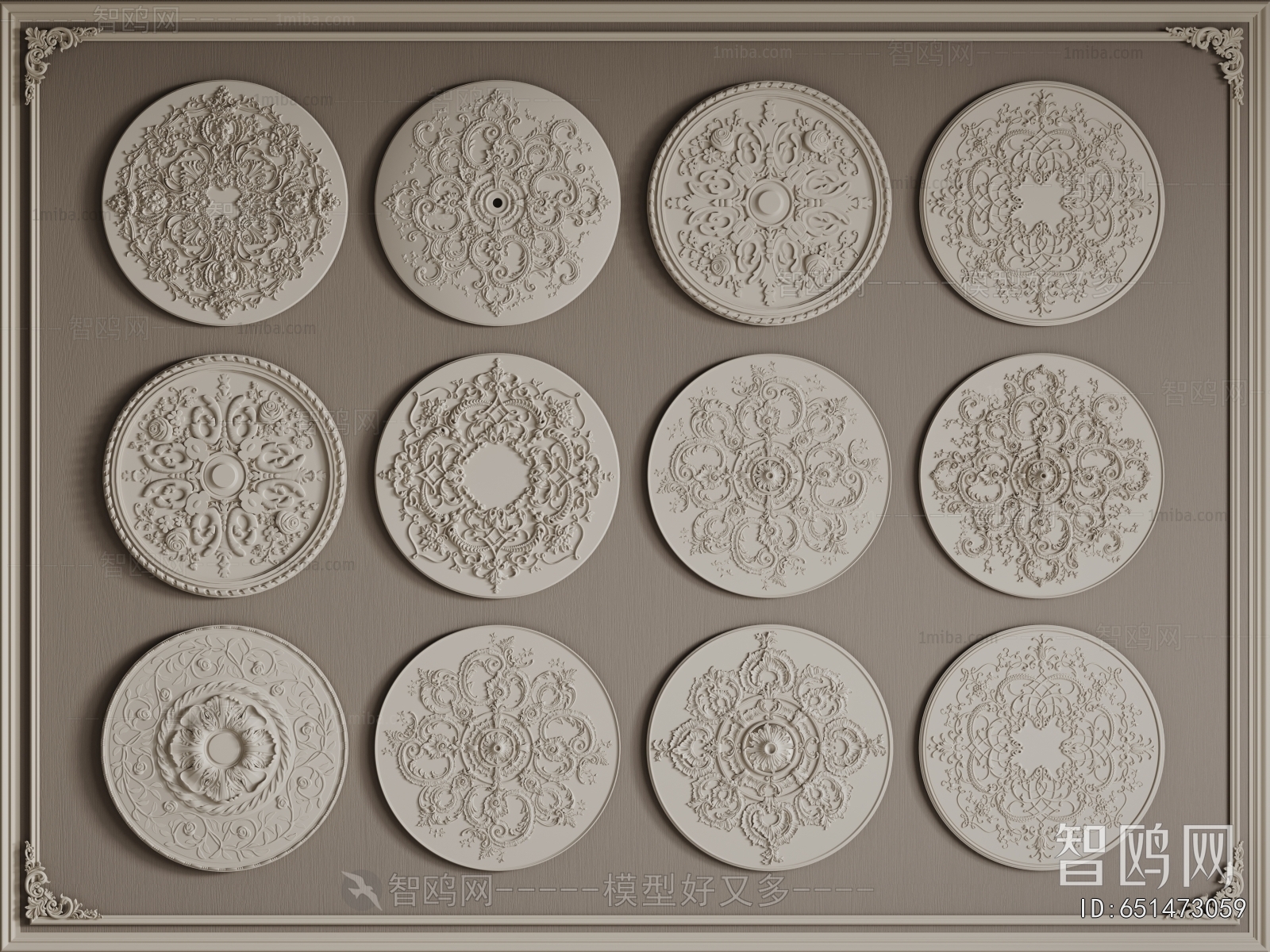 European Style Plaster Carved Top Plate