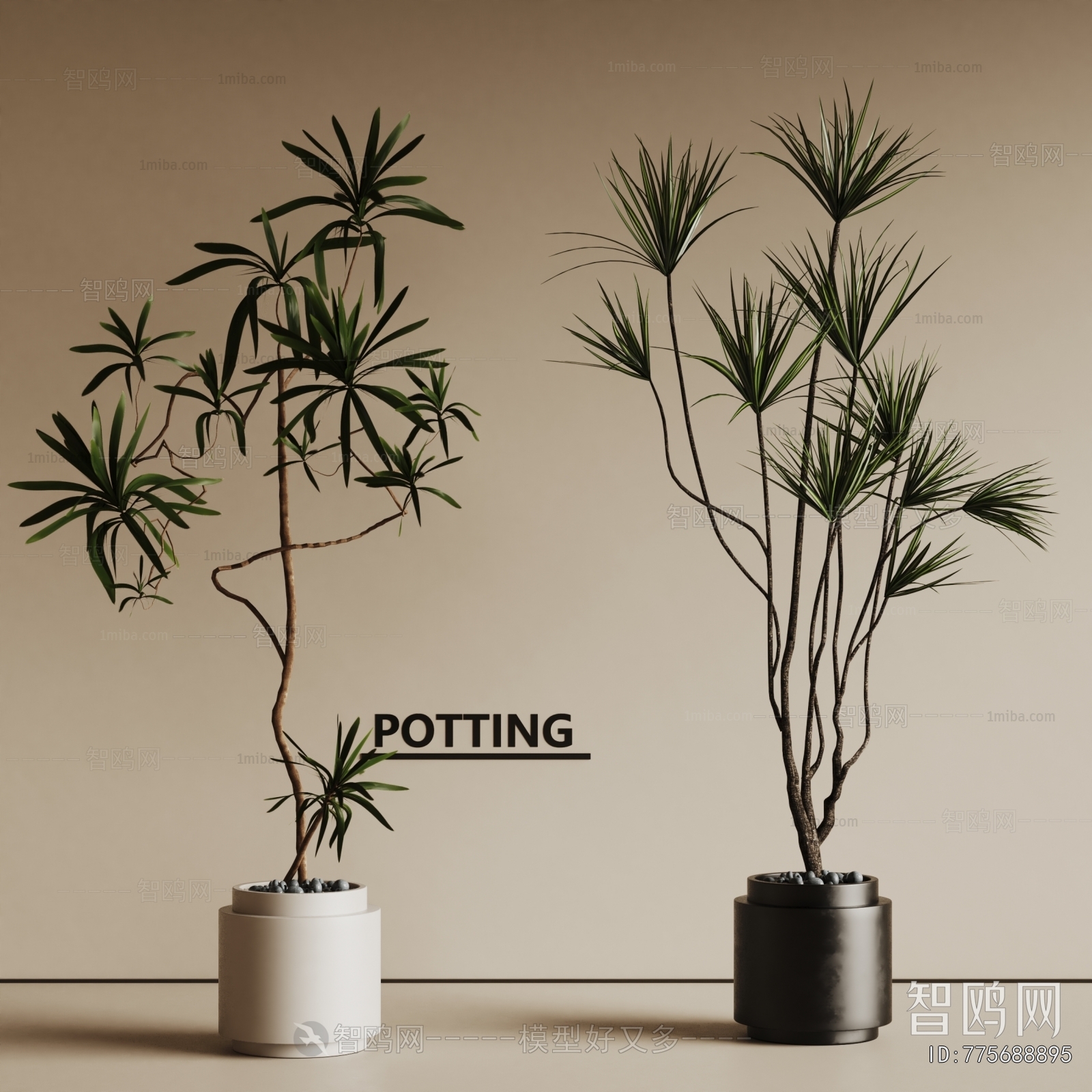 Modern Ground Green Plant Potted Plants