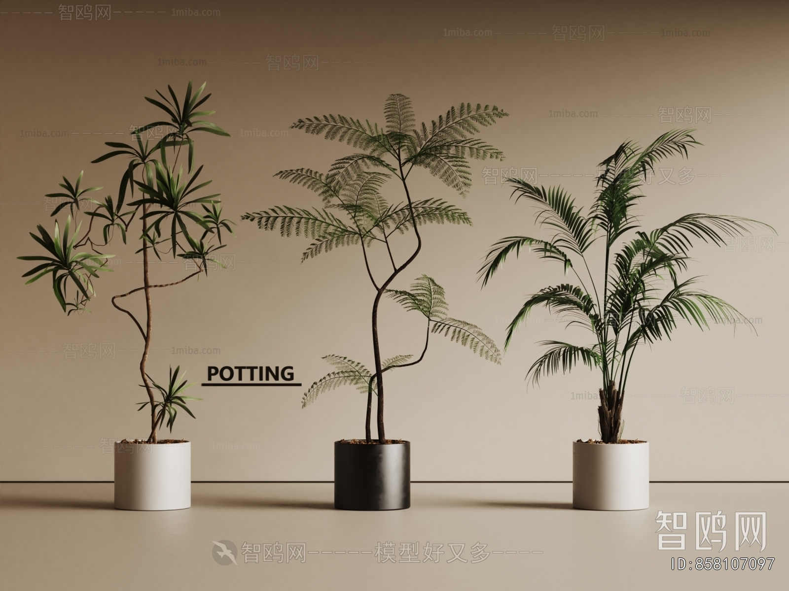 Modern Ground Green Plant Potted Plants