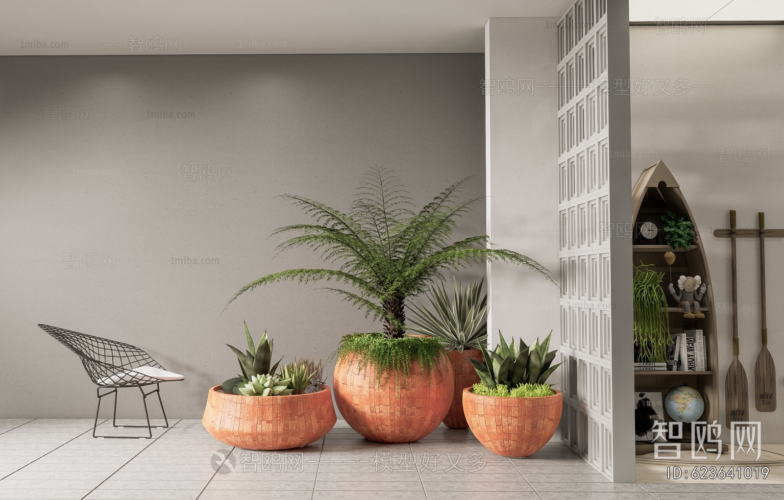 Modern Ground Green Plant Potted Plants