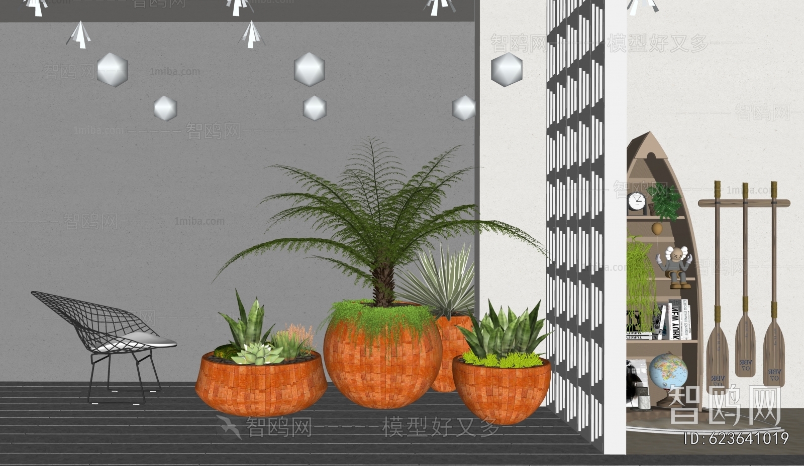 Modern Ground Green Plant Potted Plants