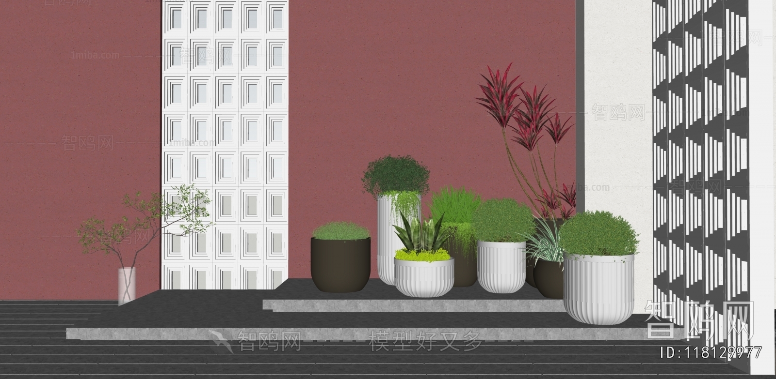 Modern Ground Green Plant Potted Plants