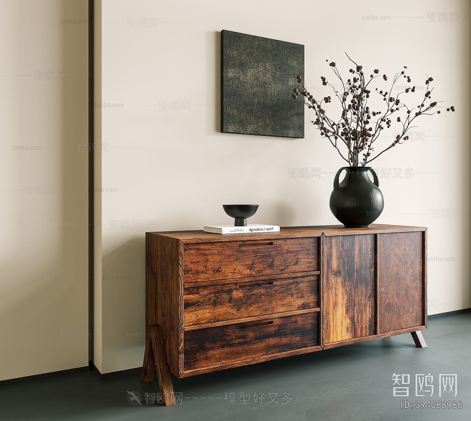 Wabi-sabi Style Side Cabinet