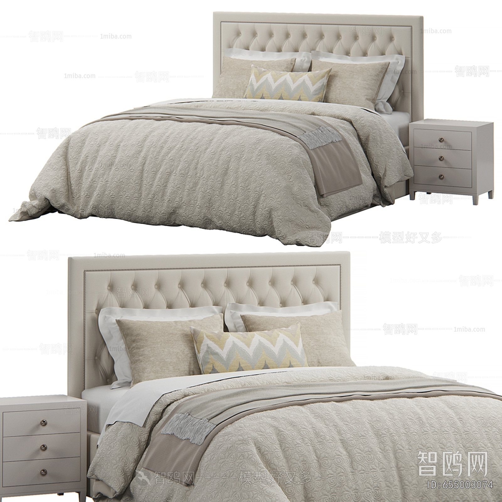 Simple European Style Double Bed