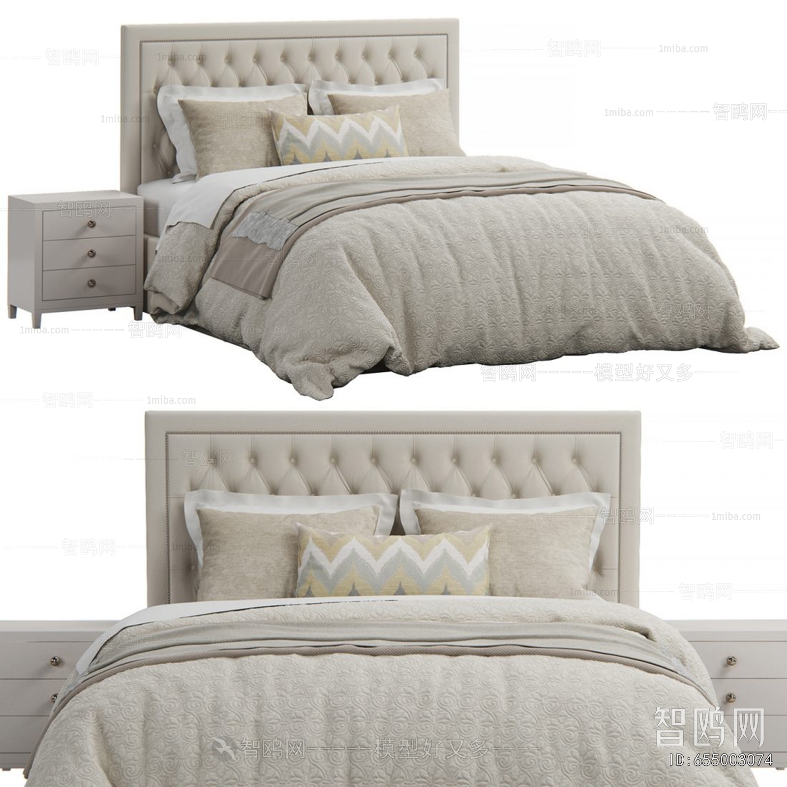 Simple European Style Double Bed