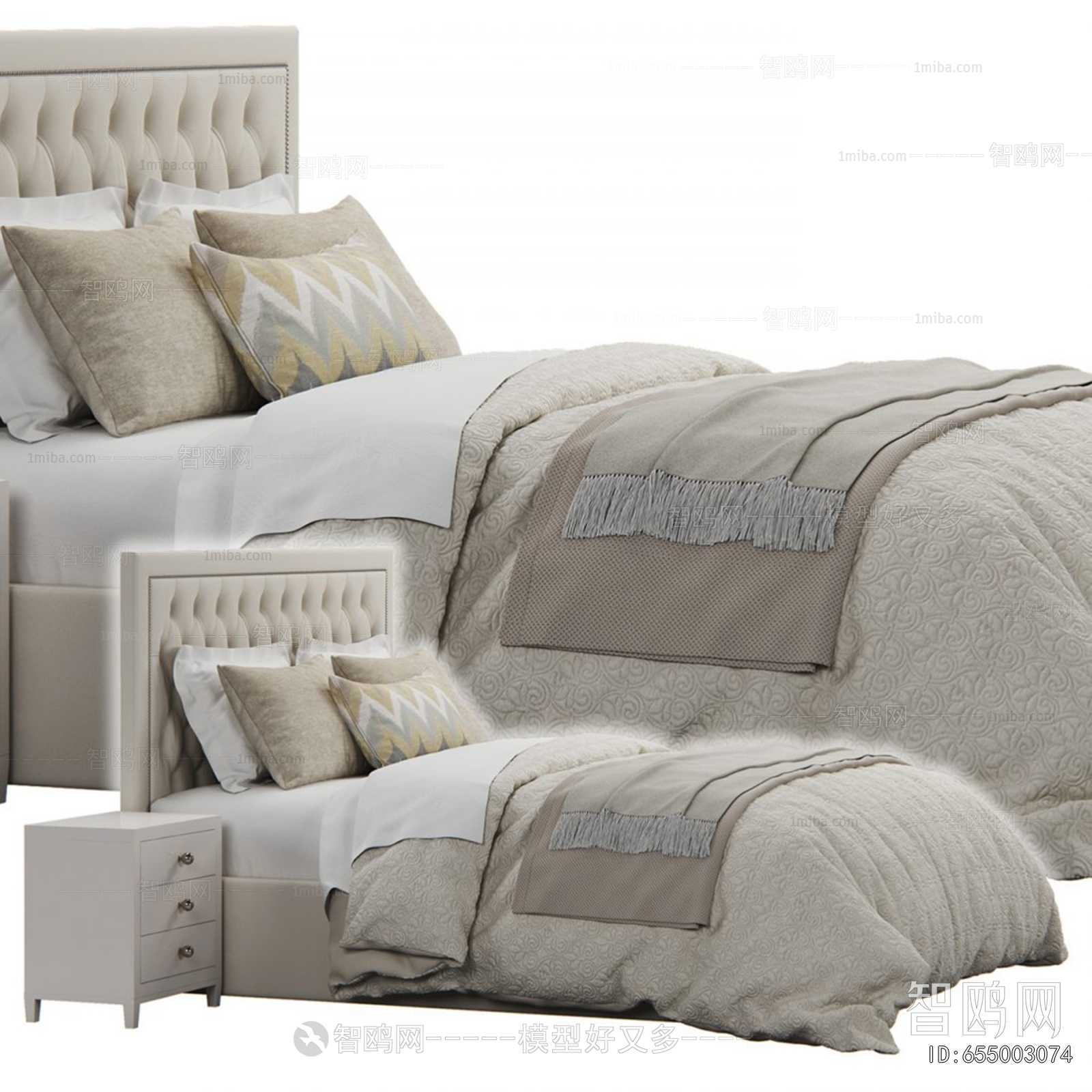 Simple European Style Double Bed