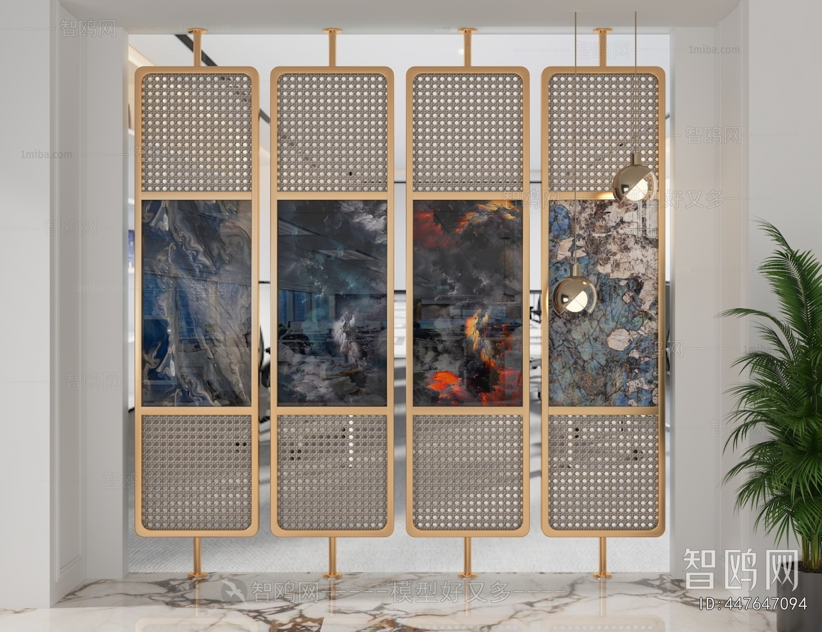 New Chinese Style Metal Screen Partition