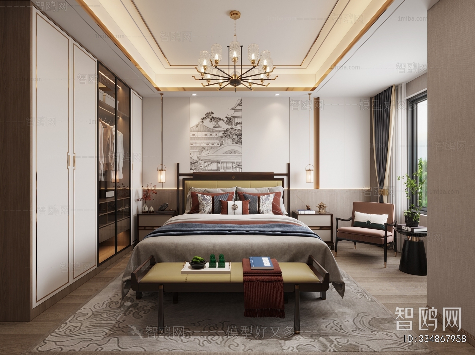 New Chinese Style Bedroom