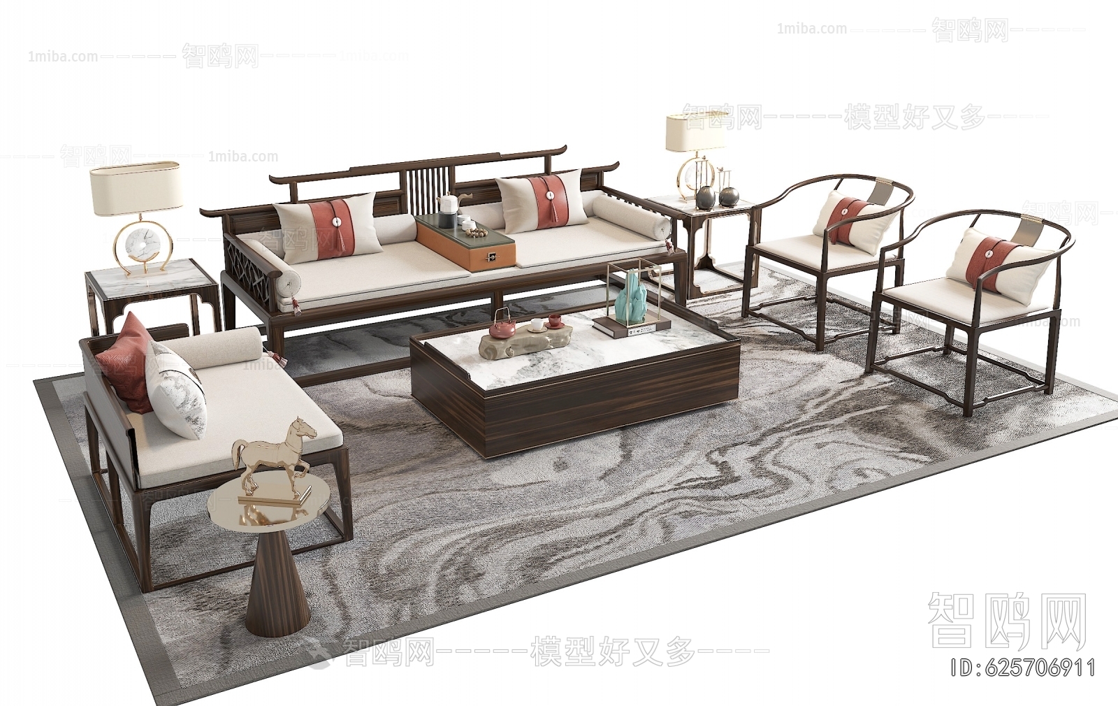 New Chinese Style Sofa Combination