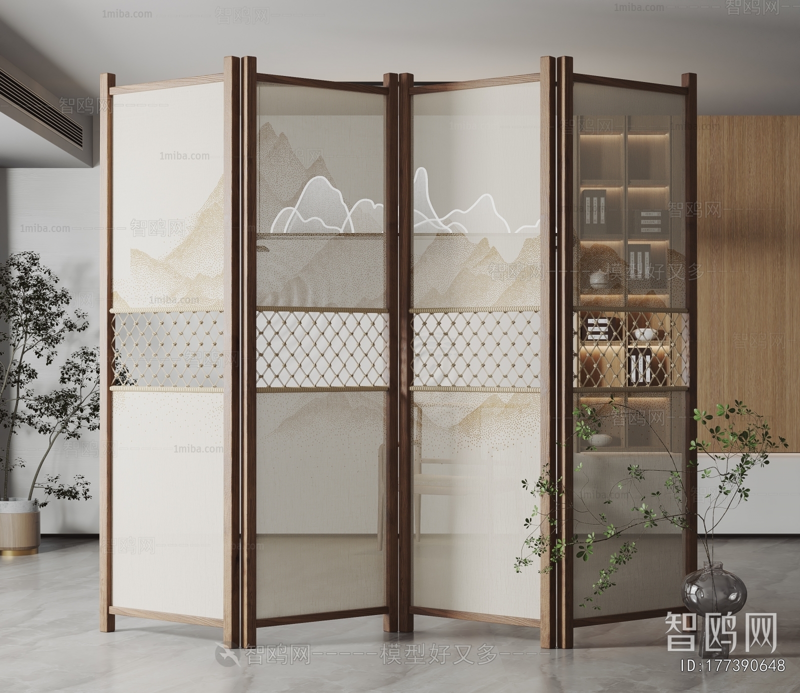 New Chinese Style Wooden Screen Partition