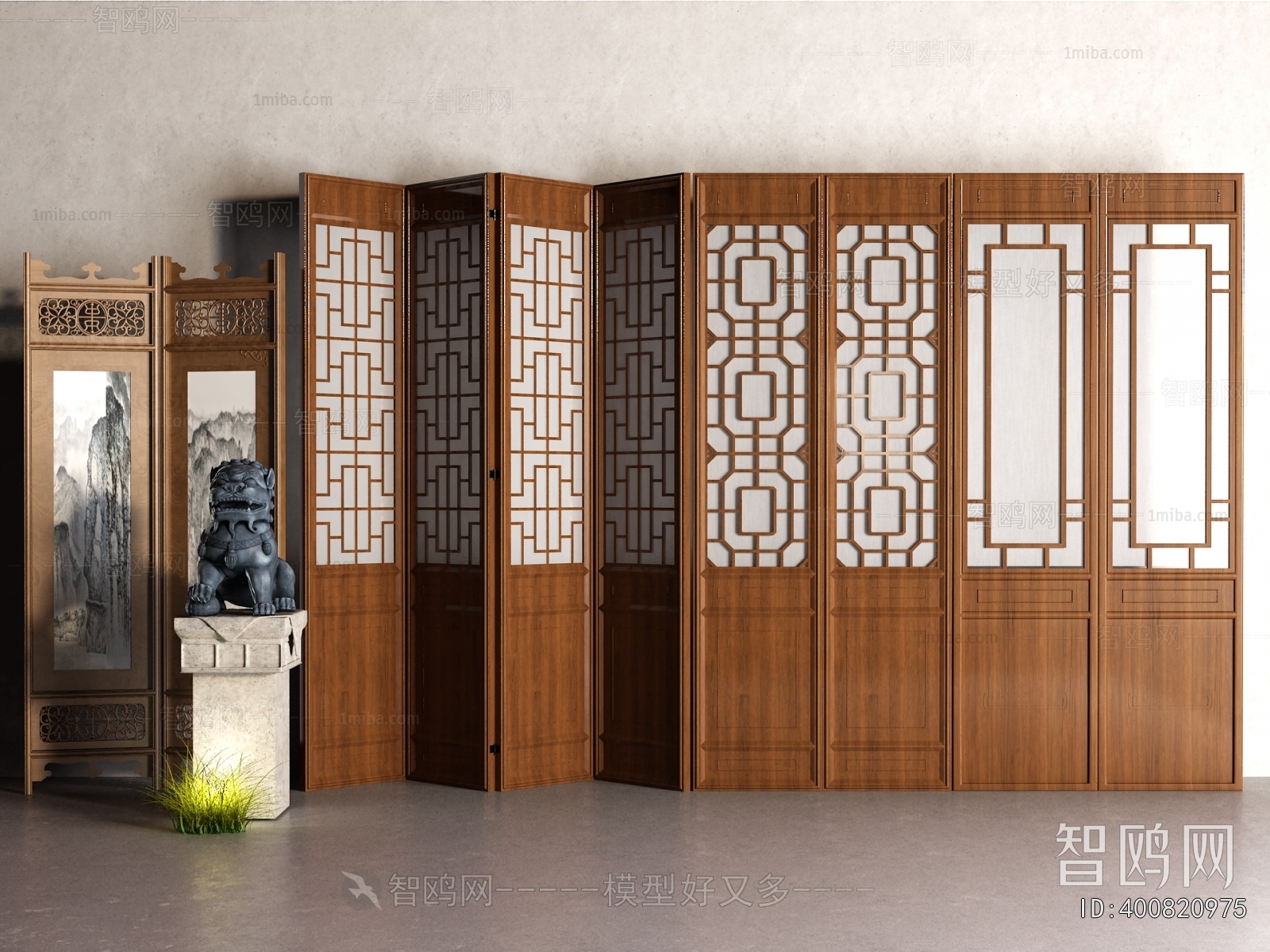 New Chinese Style Wooden Screen Partition