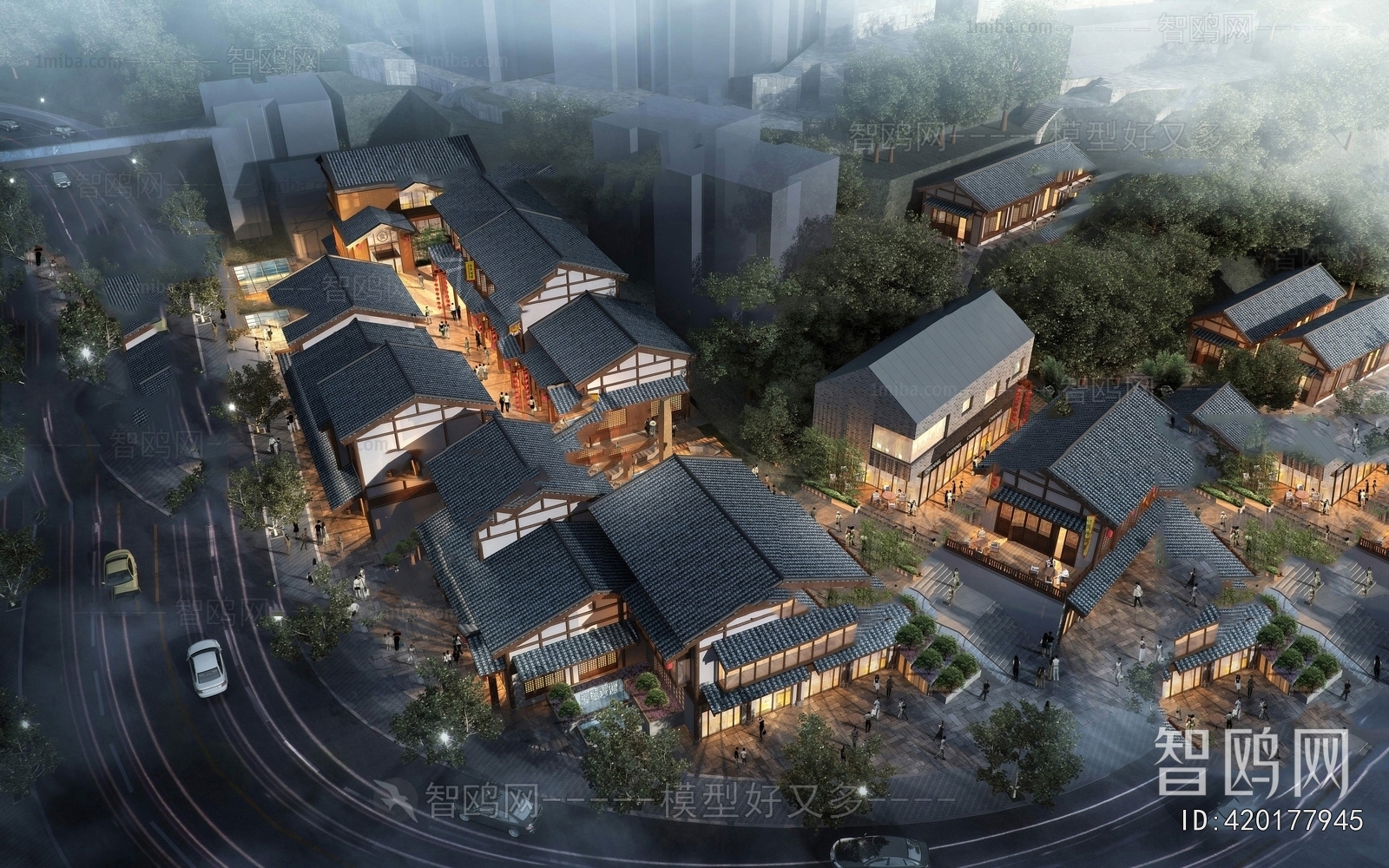 New Chinese Style Architectural Bird's-eye View Planning