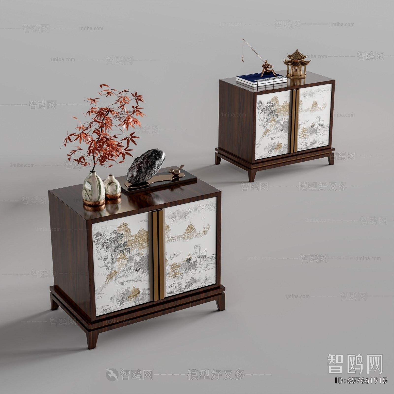 New Chinese Style Bedside Cupboard