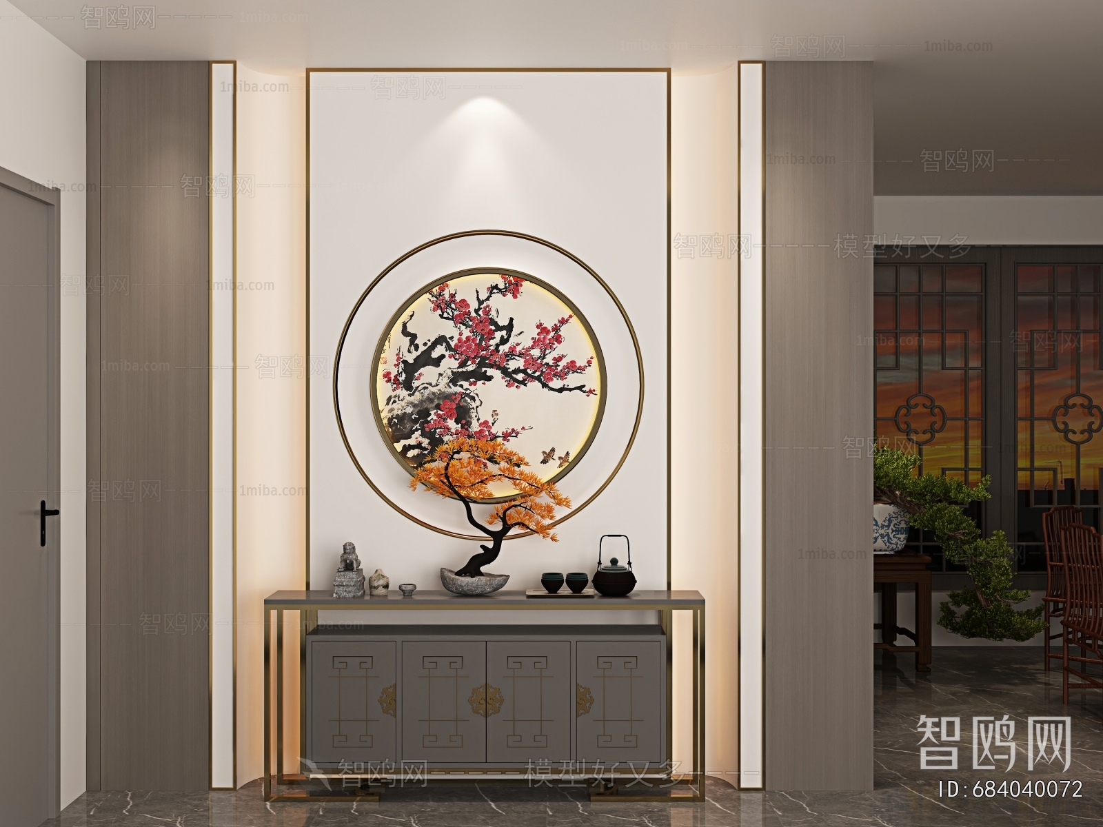 New Chinese Style Entrance Cabinet