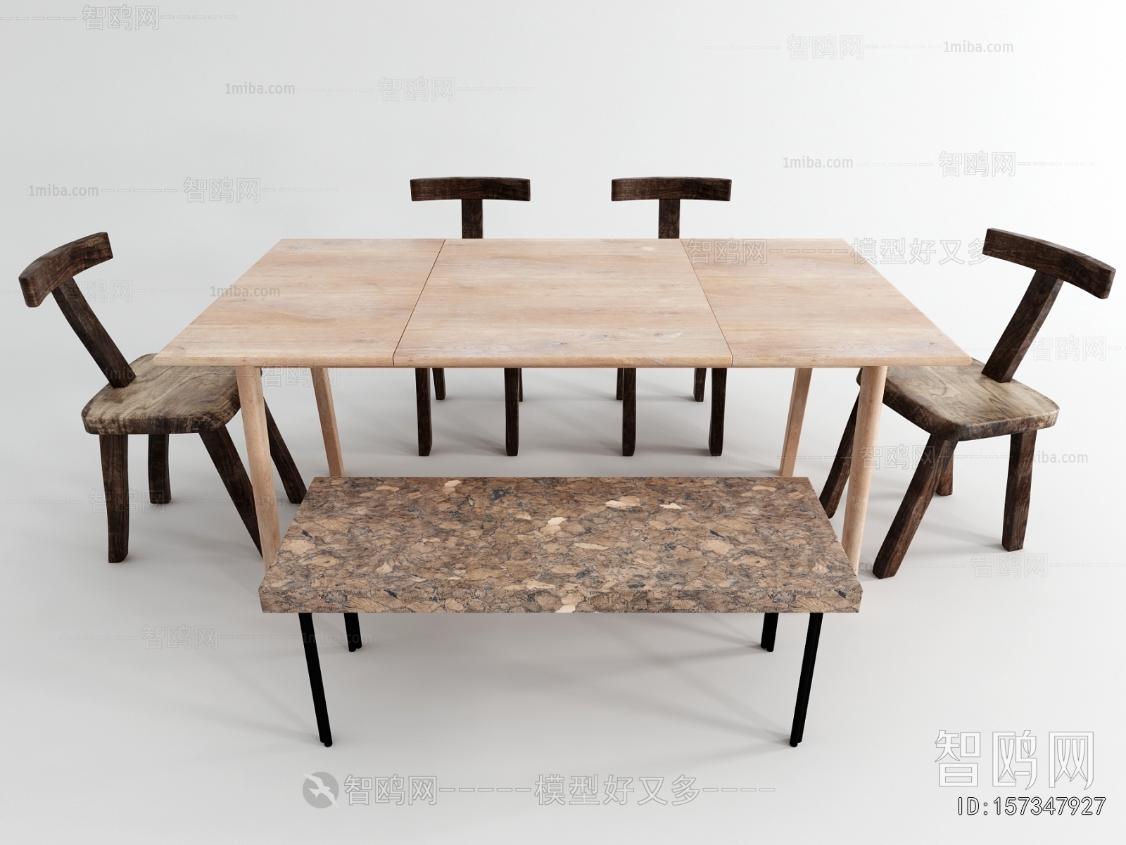 Wabi-sabi Style Dining Table And Chairs