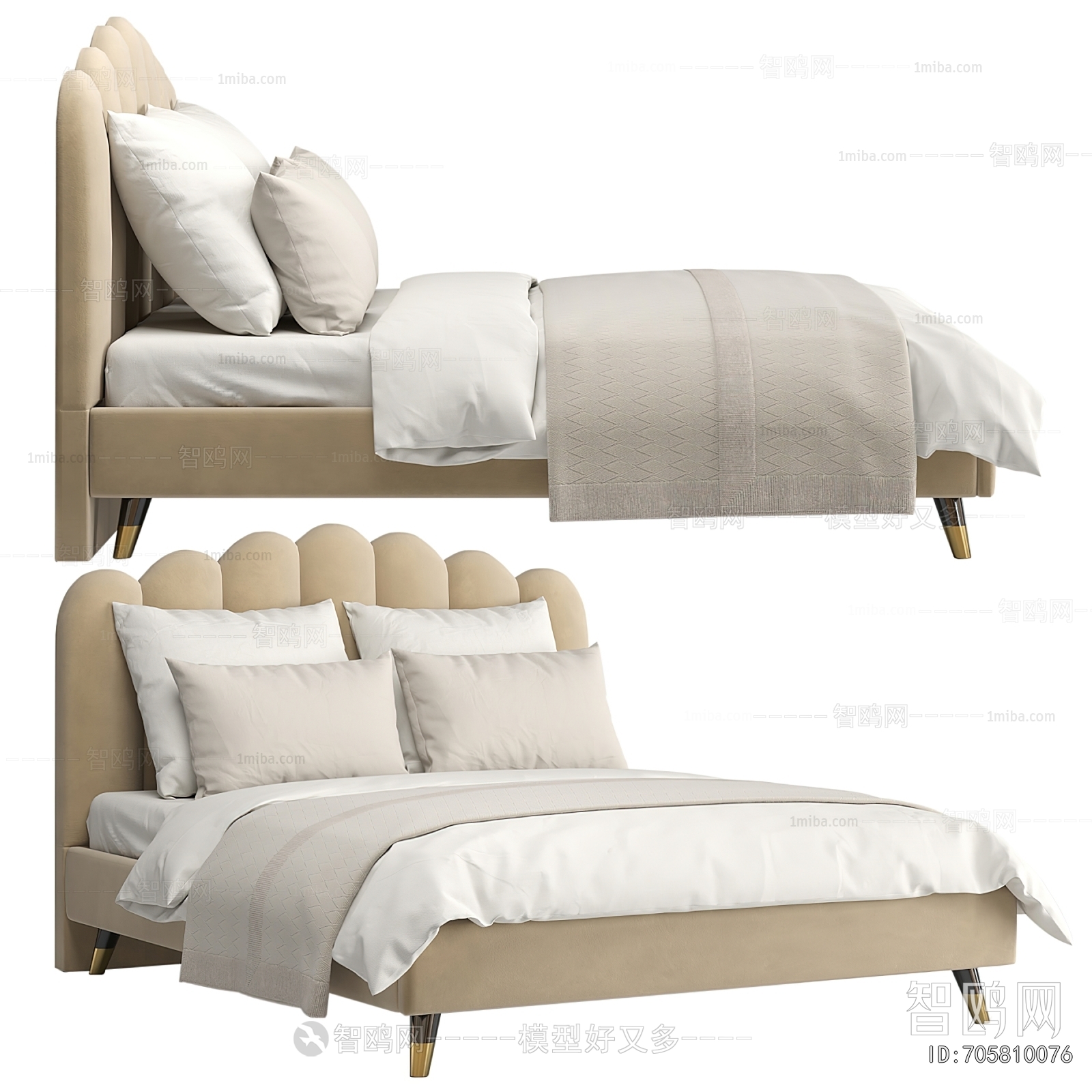 Simple European Style Double Bed