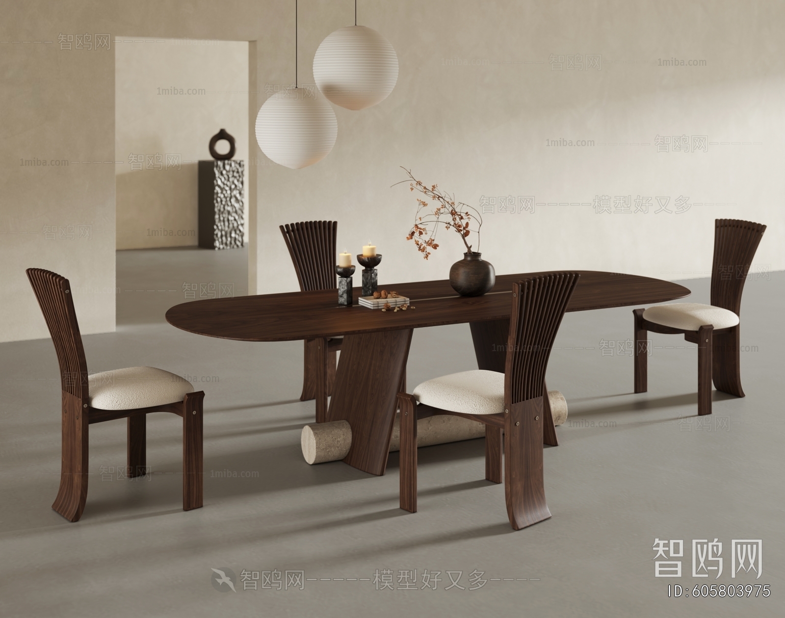 Wabi-sabi Style Dining Table And Chairs