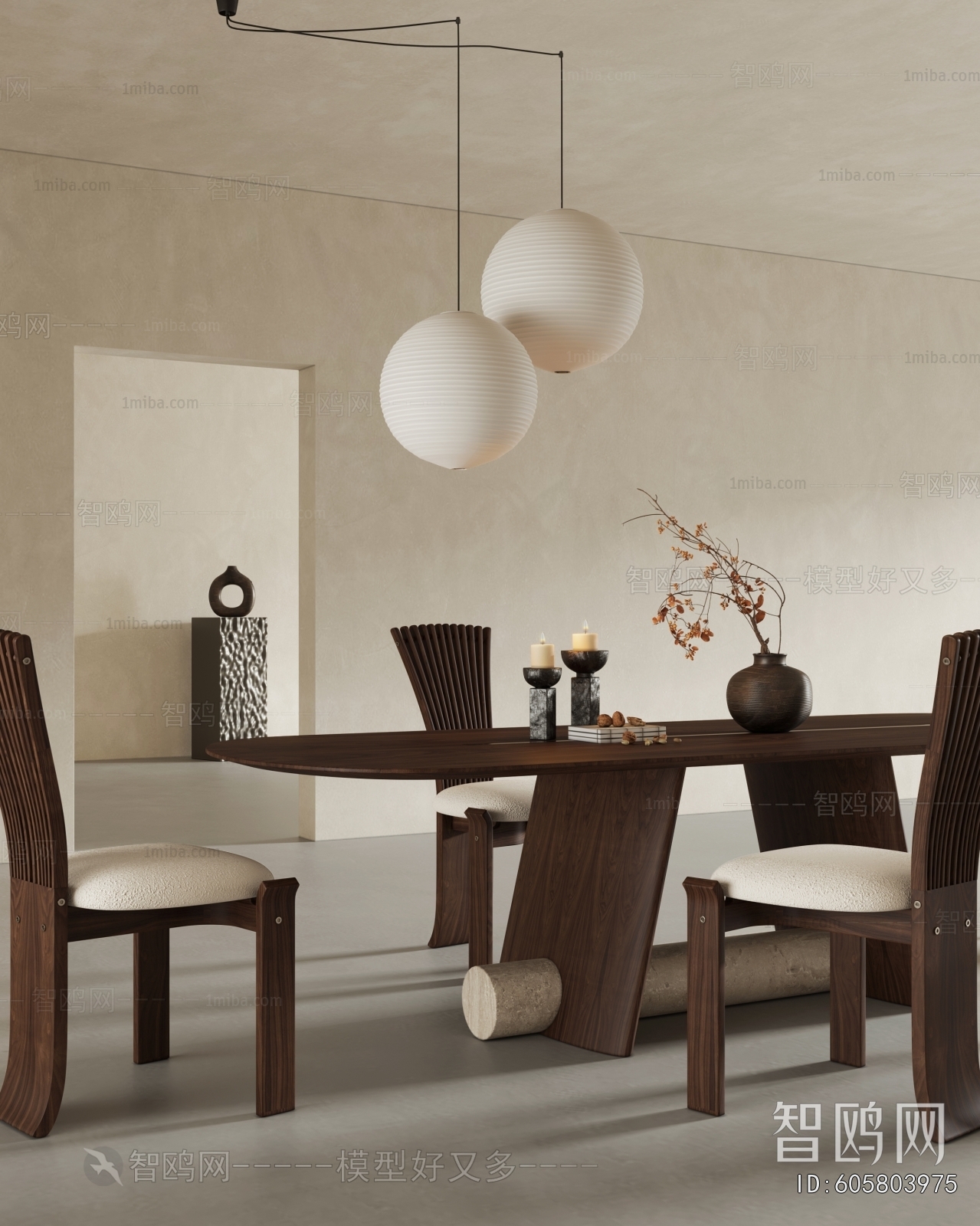 Wabi-sabi Style Dining Table And Chairs