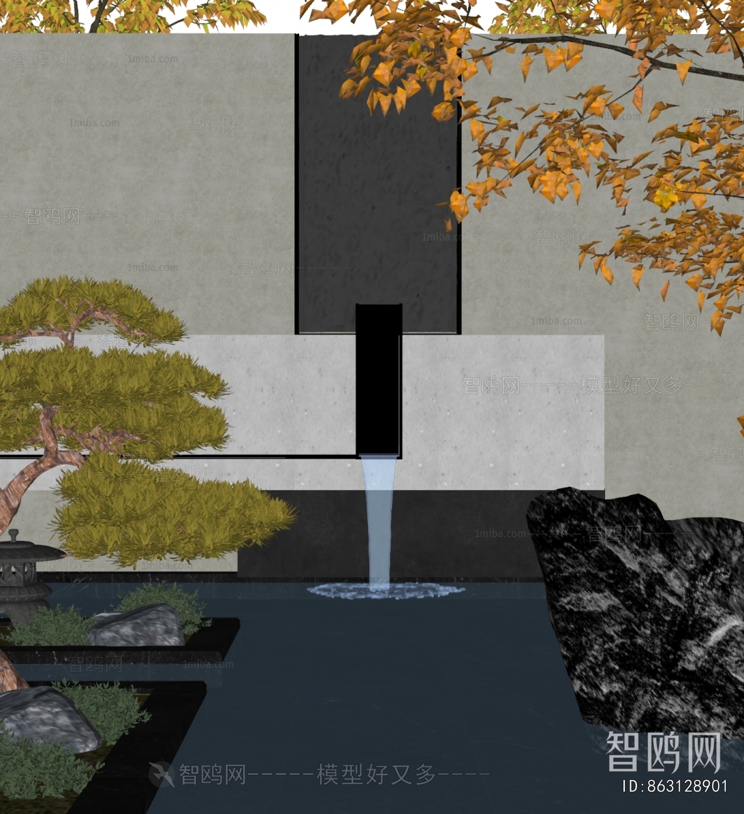 New Chinese Style Rockery Waterscape