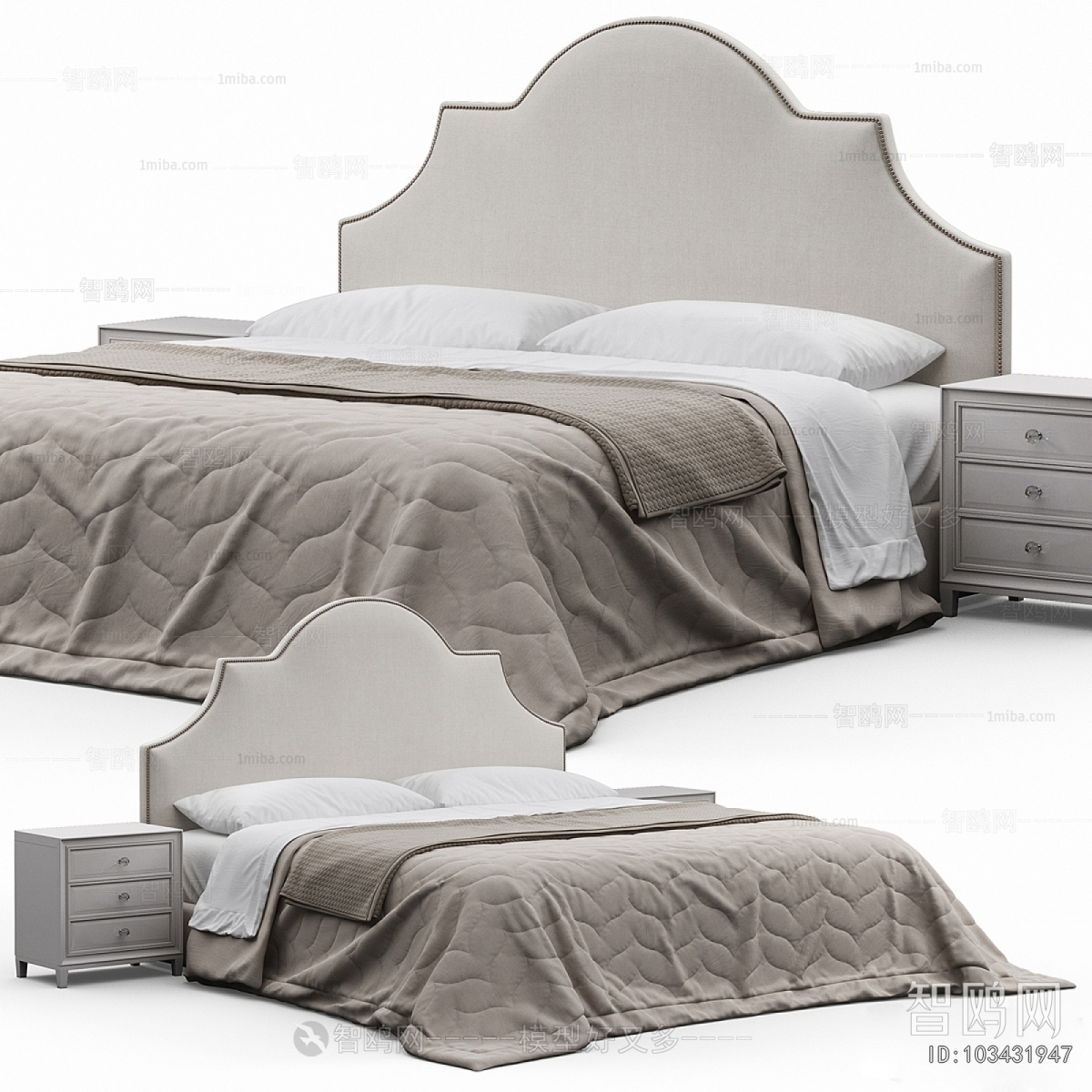 Simple European Style Double Bed