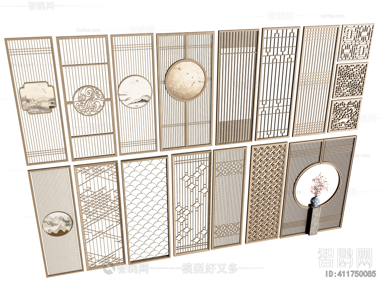 New Chinese Style Wooden Screen Partition