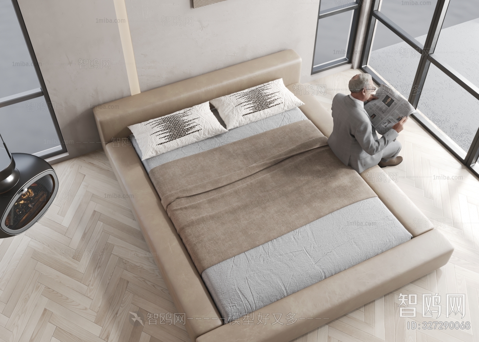 Wabi-sabi Style Double Bed