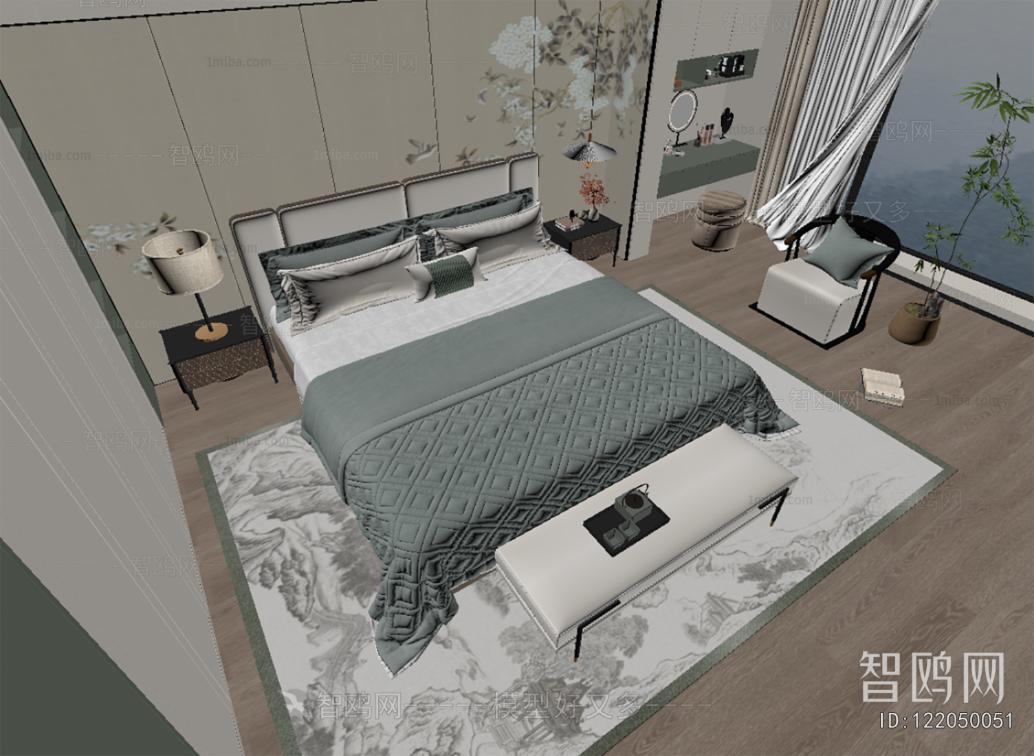 New Chinese Style Bedroom