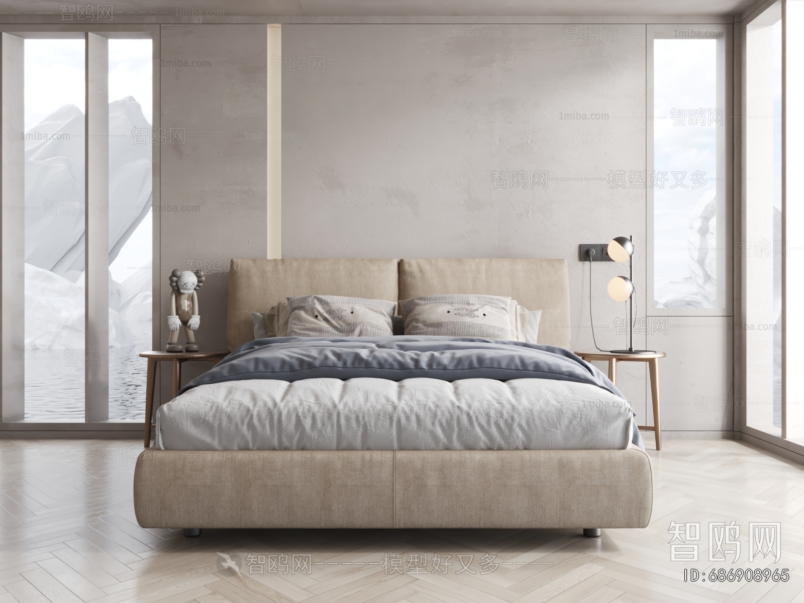 Wabi-sabi Style Double Bed